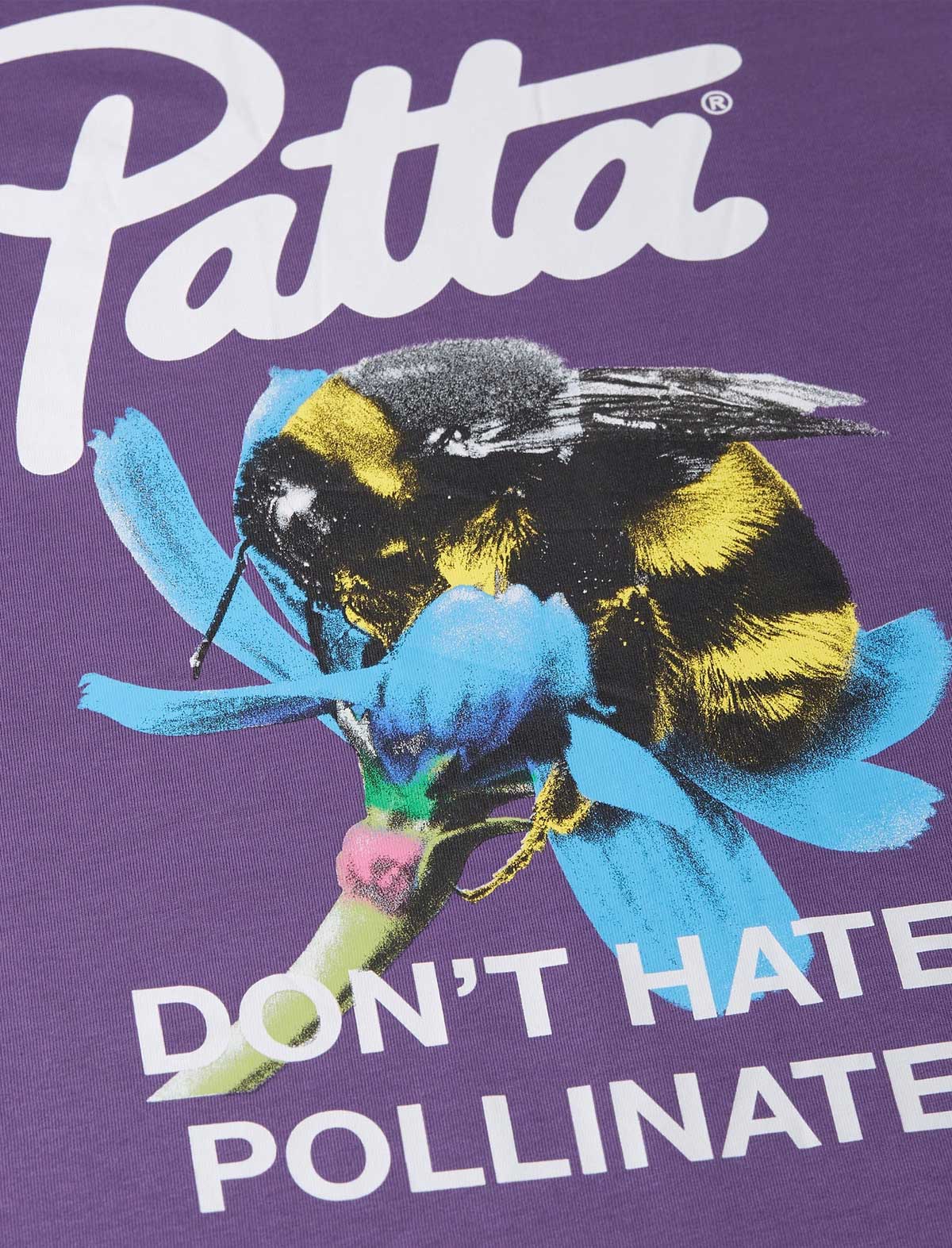 patta bumblebee t-shirt-mystical purple  close up detail print