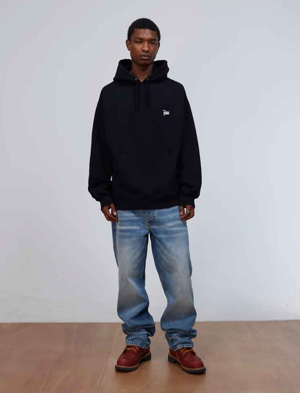 Patta black pullover hoodie, 350gsm brushed cotton blend