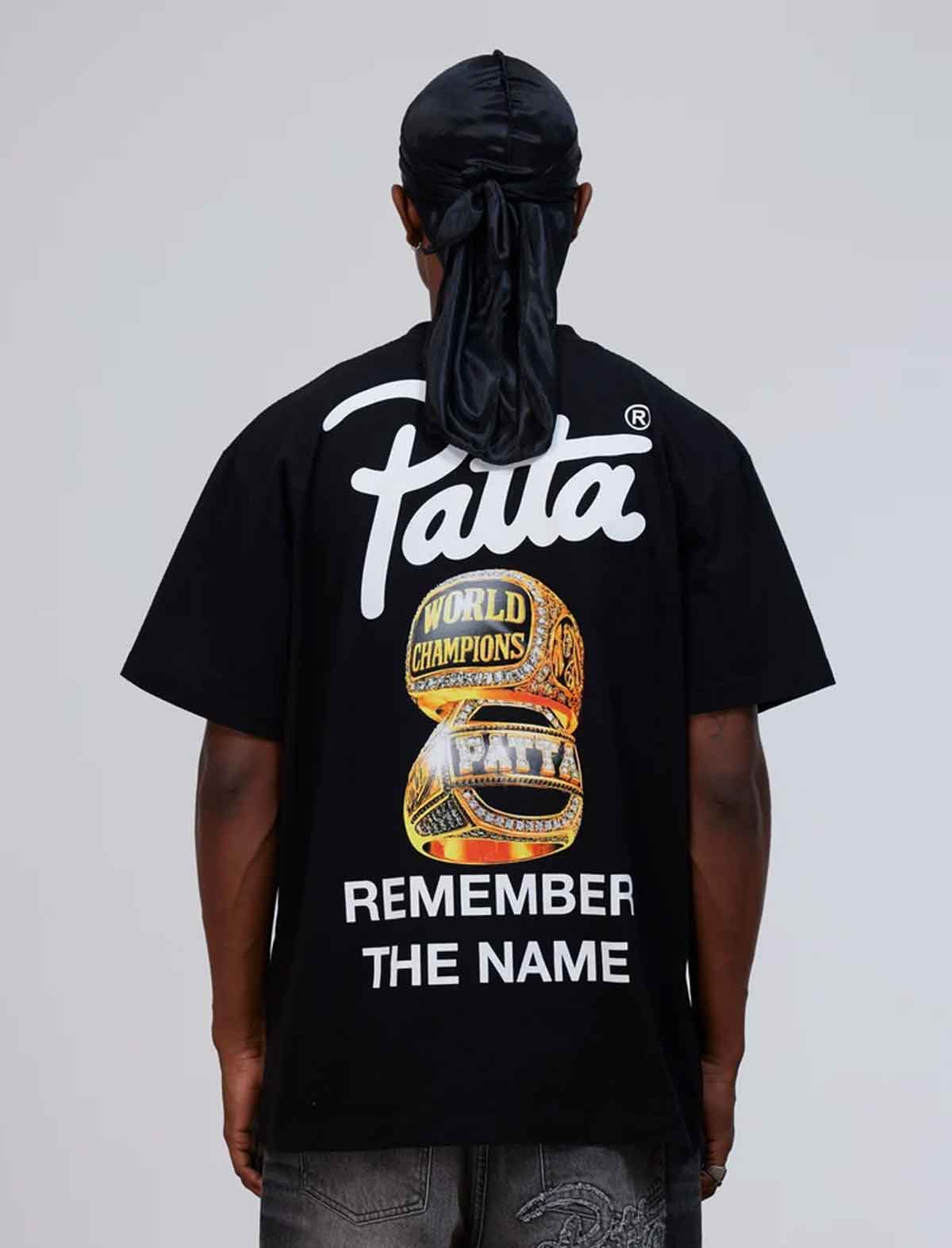Patta Championship T-Shirt Black with Remember The Name artwork