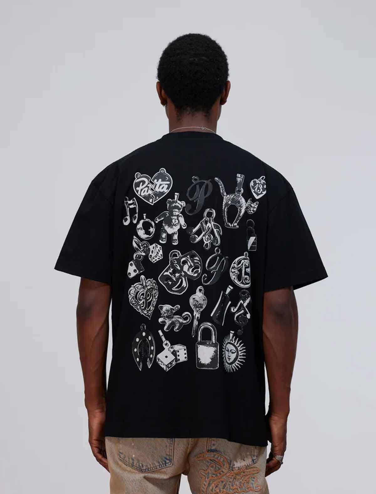 Patta Charm T-Shirt Black with script logo on chest