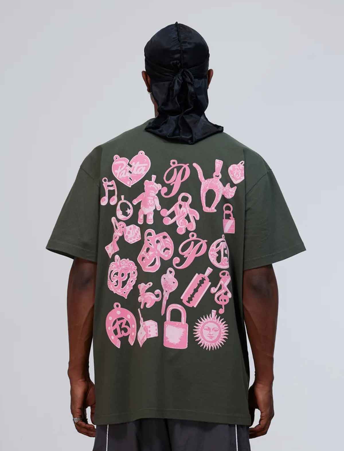 Olive green Patta Charm T-Shirt with script chest logo
