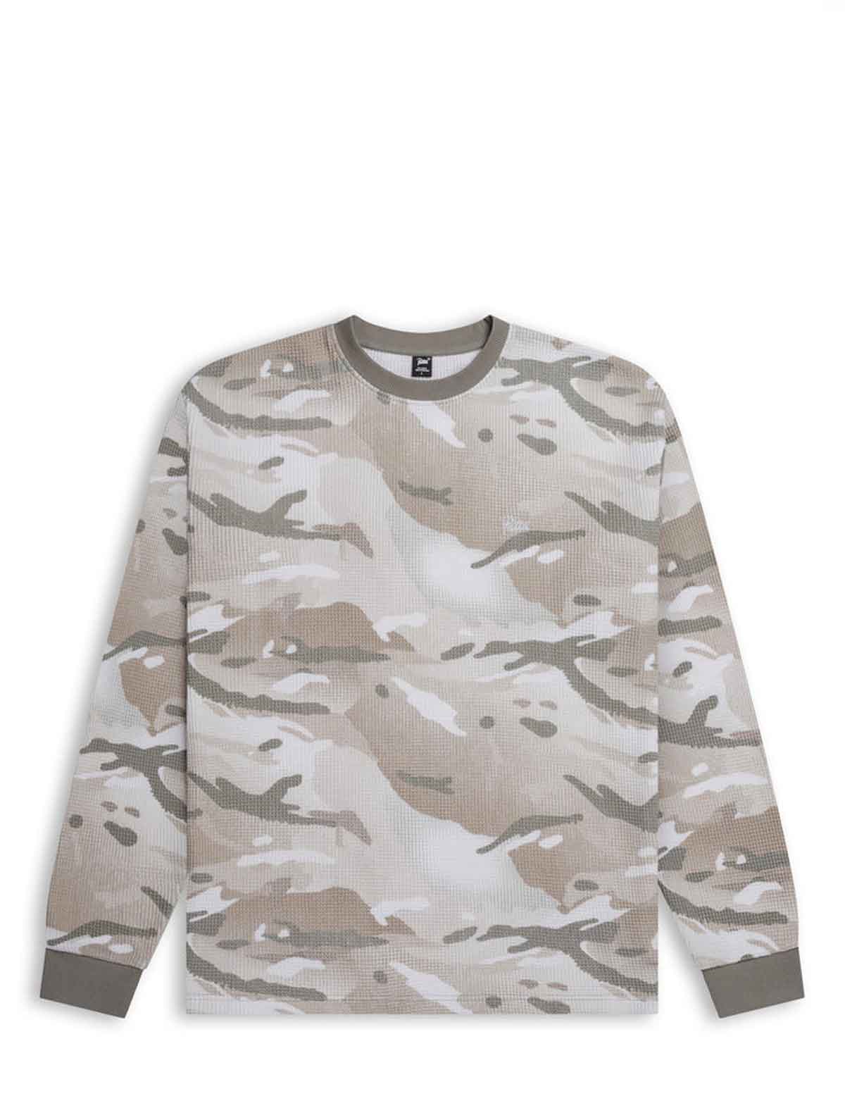Patta Ghost Spray Camo Waffle Long Sleeve Top in Pussywillow Grey, in store at Patina Leicester