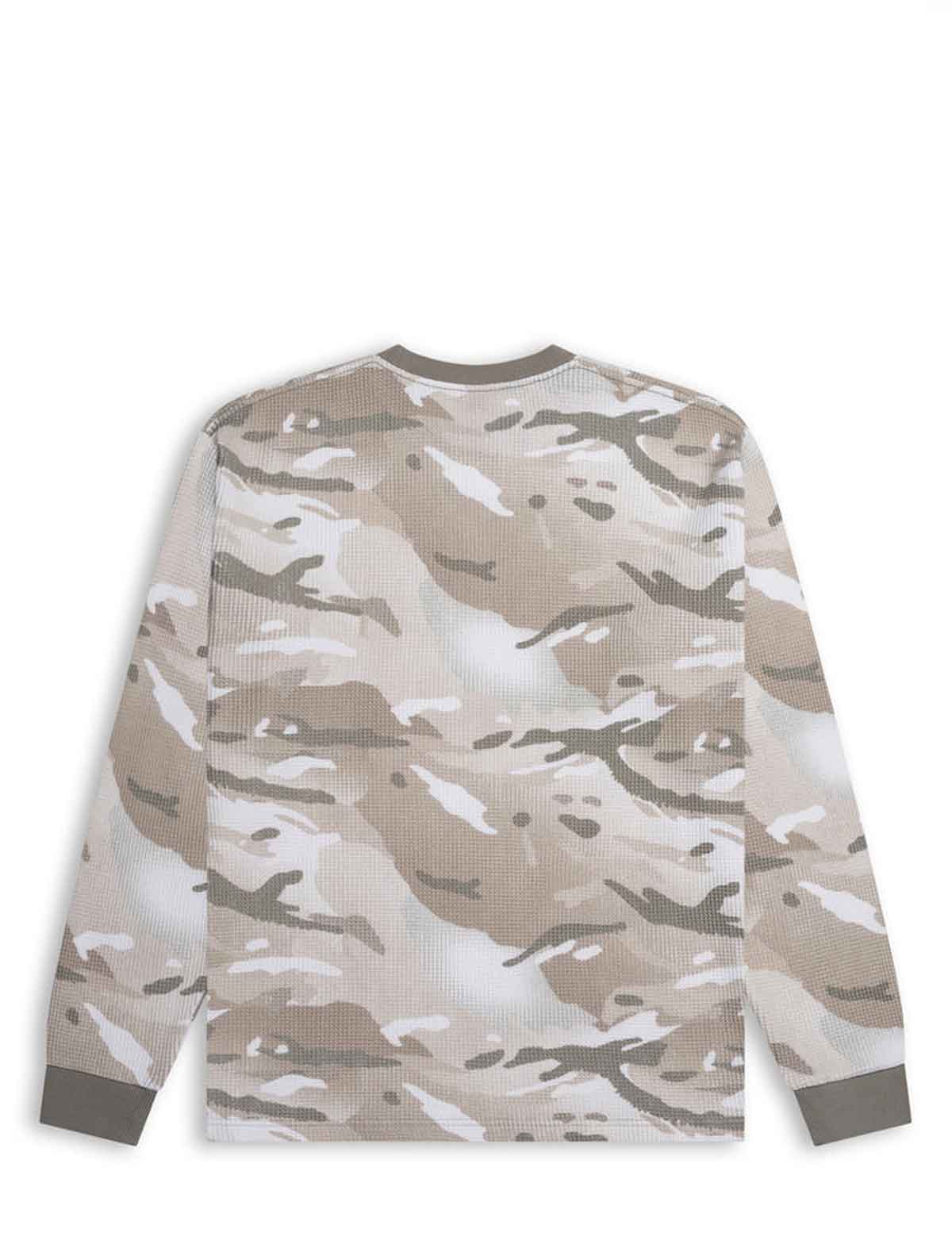 Grey Patta waffle long sleeve with all-over script camo print