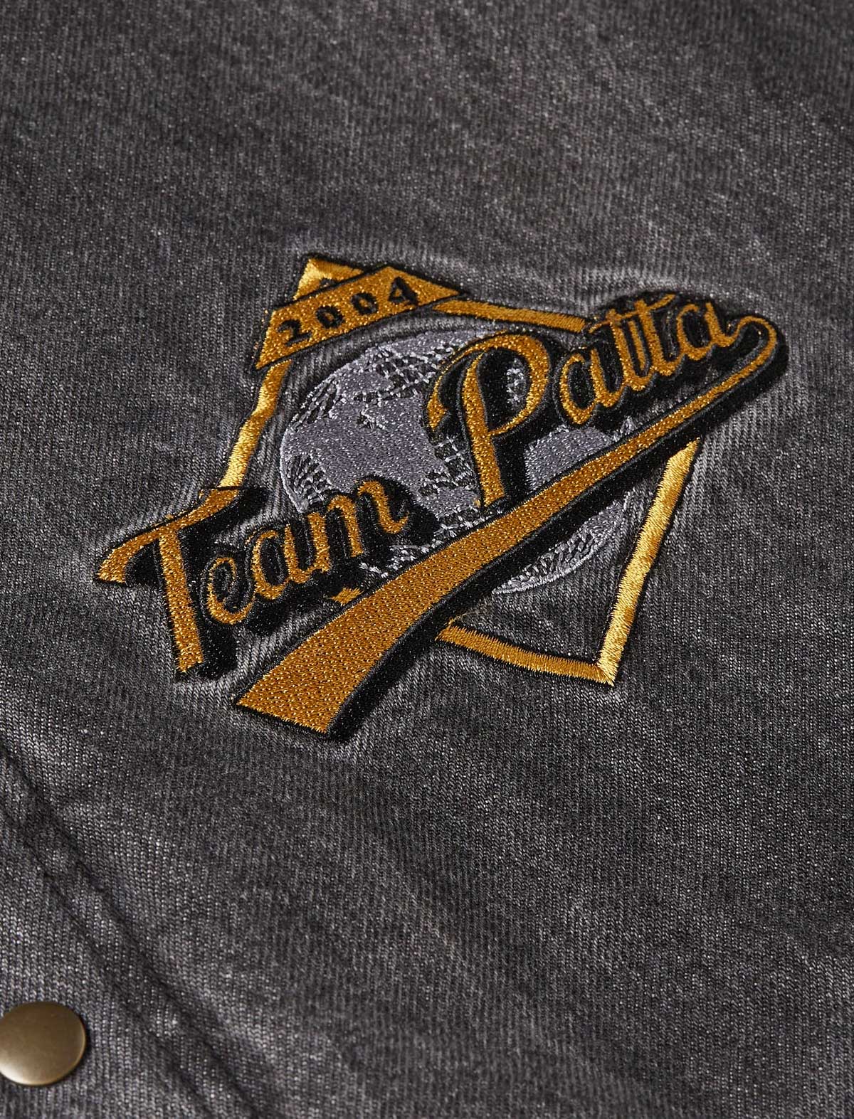 Patta Homerun Denim Varsity Jacket Black Chest Embroidery Detail