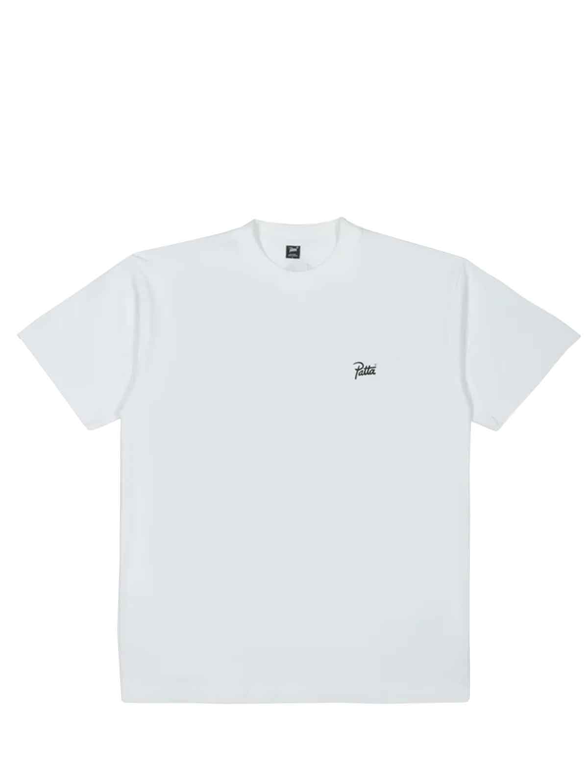 White Patta Perfecto Tee with leather jacket photo print on back