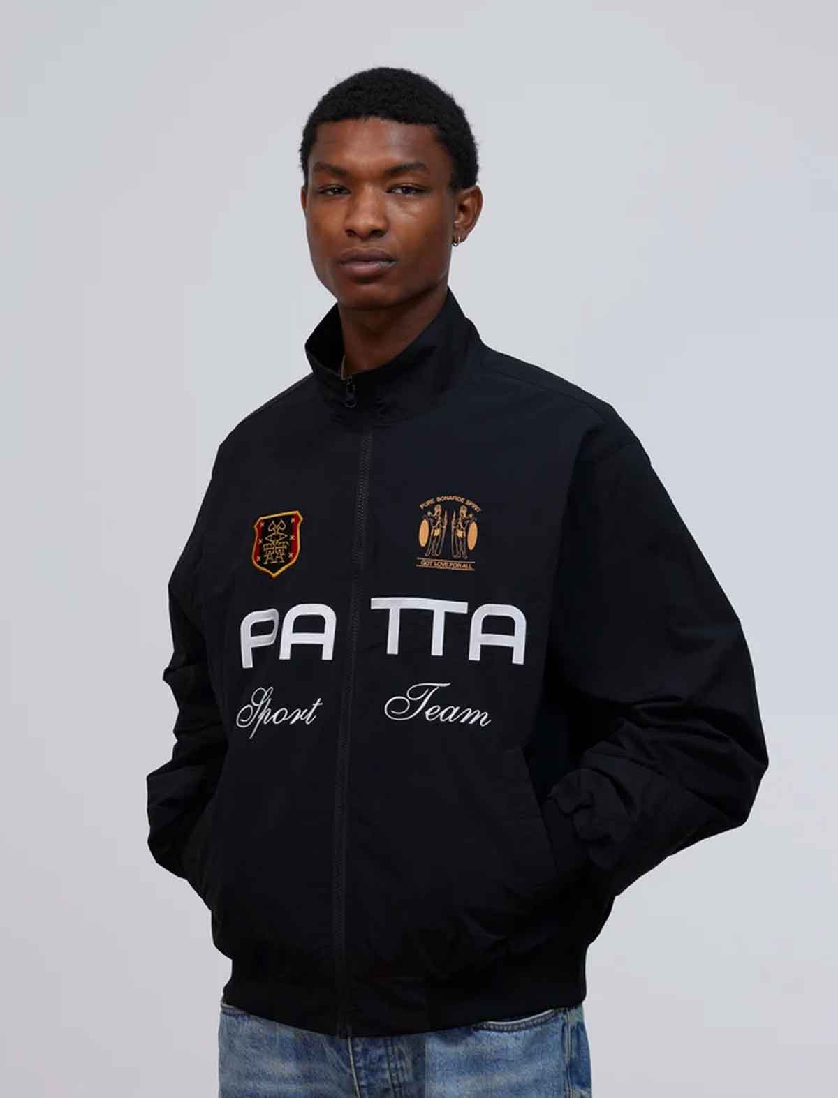 Patta Racing Team Track Jacket with honey mustard embroidery on left side
