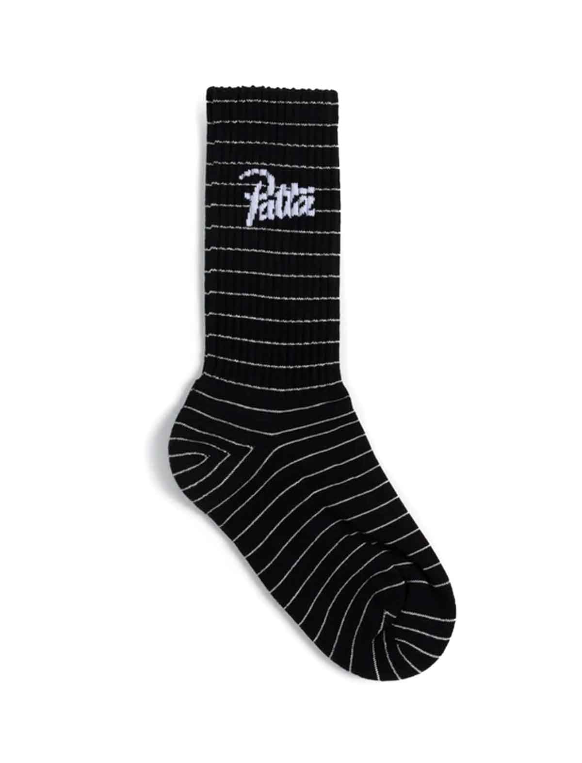 Navy striped Patta socks with jacquard script logo
