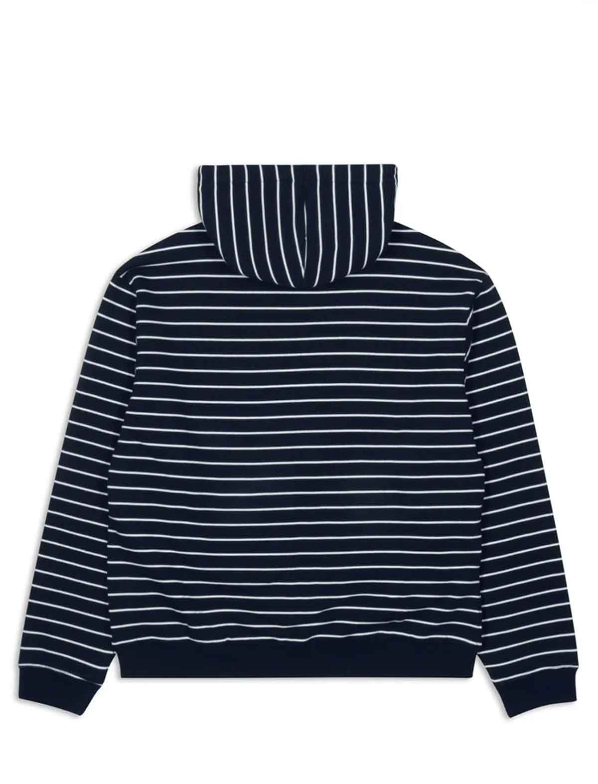 Black Iris Patta zip hoodie with white stripes and script chest logo