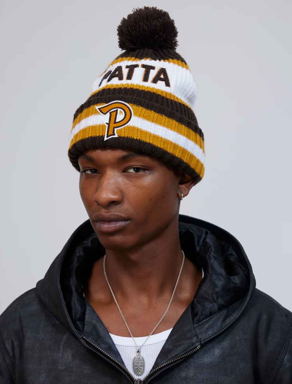 Patta Team Bobble Beanie Hat Java detail