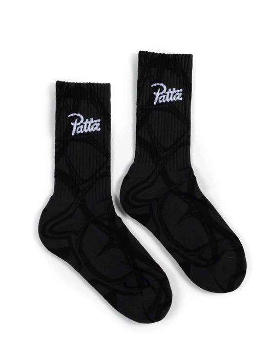 Patta Thorns Socks in Grey Pinstripe, in store at Patina Leicester