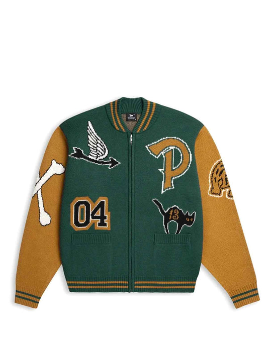 Patta Lucky 13 Knitted Cardigan in Pine Grove, in store at Patina Leicester