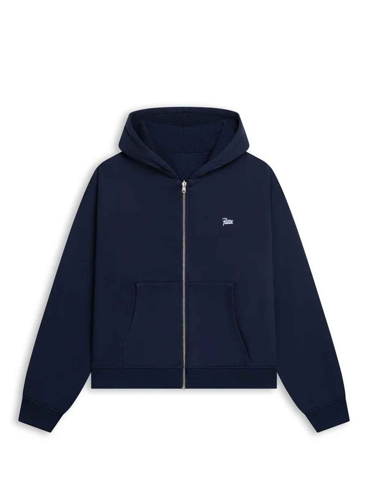 Patta Waffle Reversible Zip Hooded Sweater in Black Iris, in store at Patina Leicester