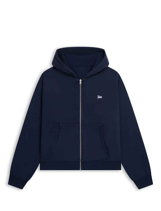 Patta Waffle Reversible Zip Hooded Sweater in Black Iris, in store at Patina Leicester