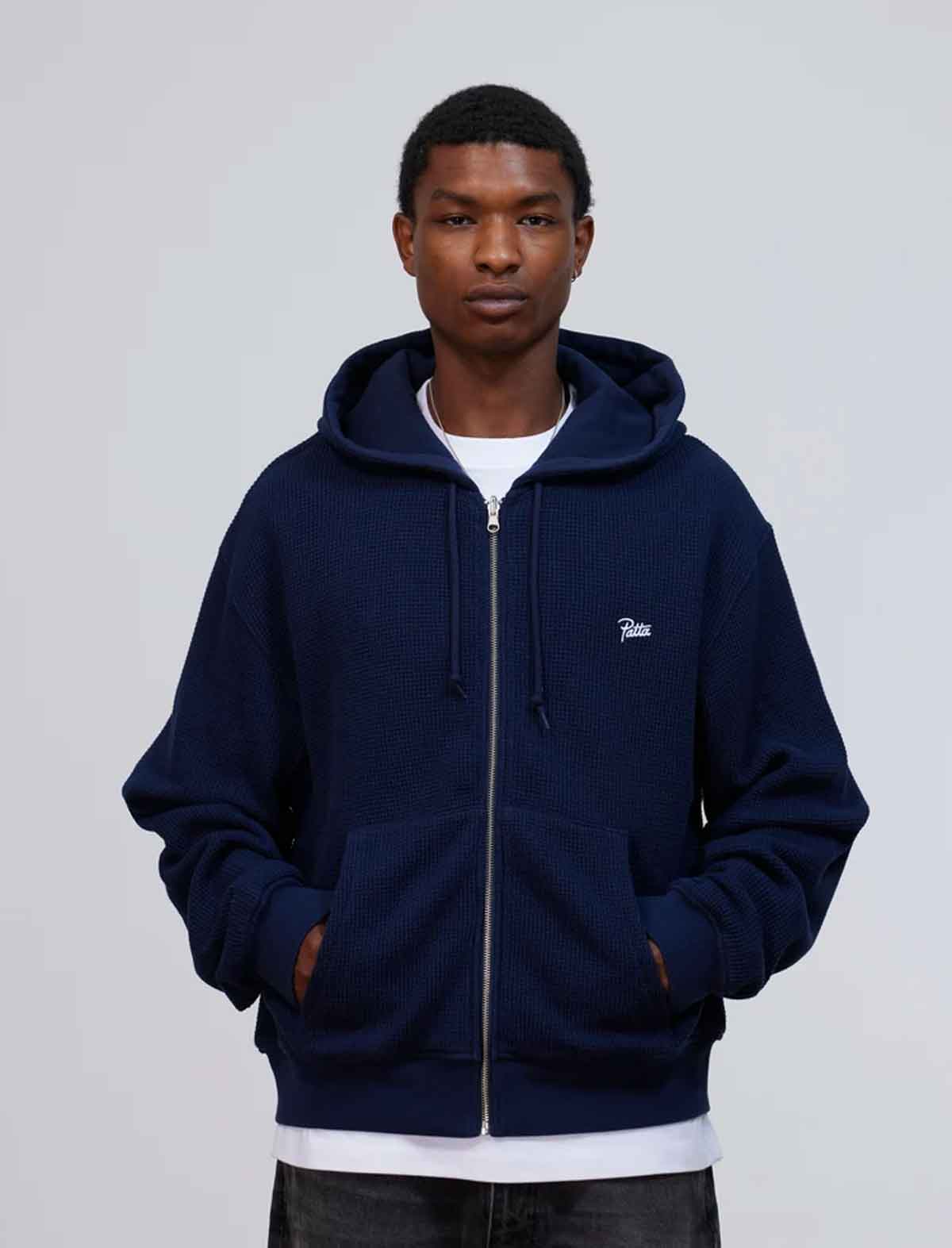 Patta Waffle Reversible Zip Hoodie, 100% cotton waffle