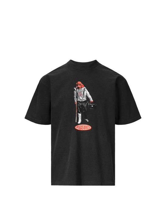 Pleasures x Daft Punk Da Funk Black t-shirt with a graphic design on a white background