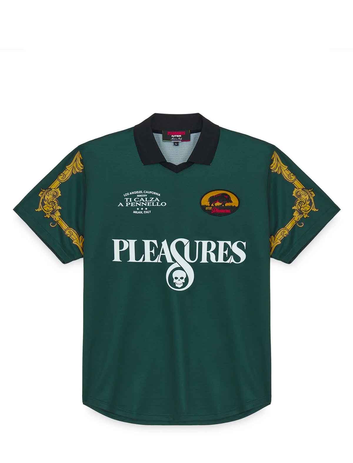 Pleasures x IUTER Carlo Football Jersey Dark Green Front