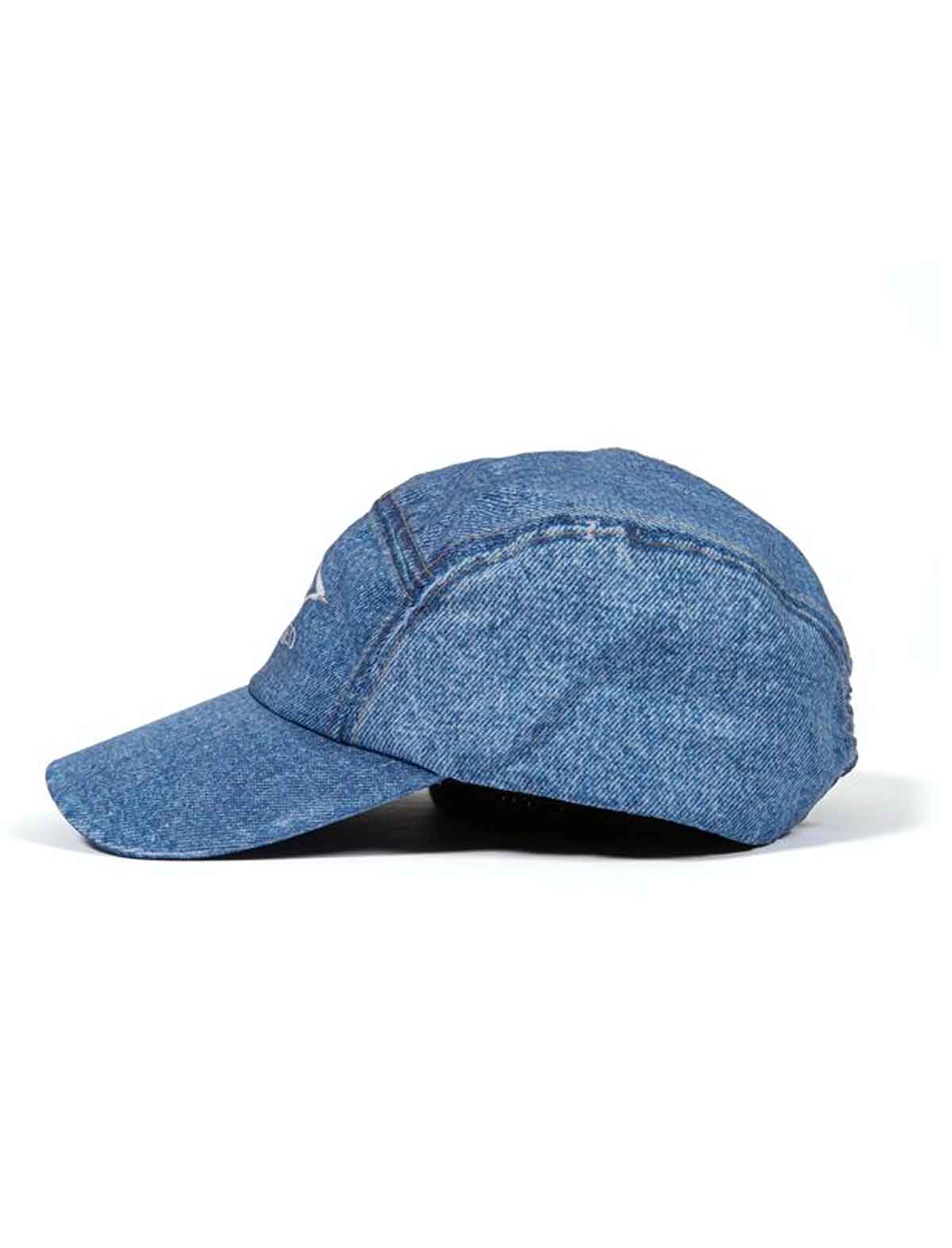 Wasted Paris x Umbro Trompe L'Oel Track Blue denim cap on a white background